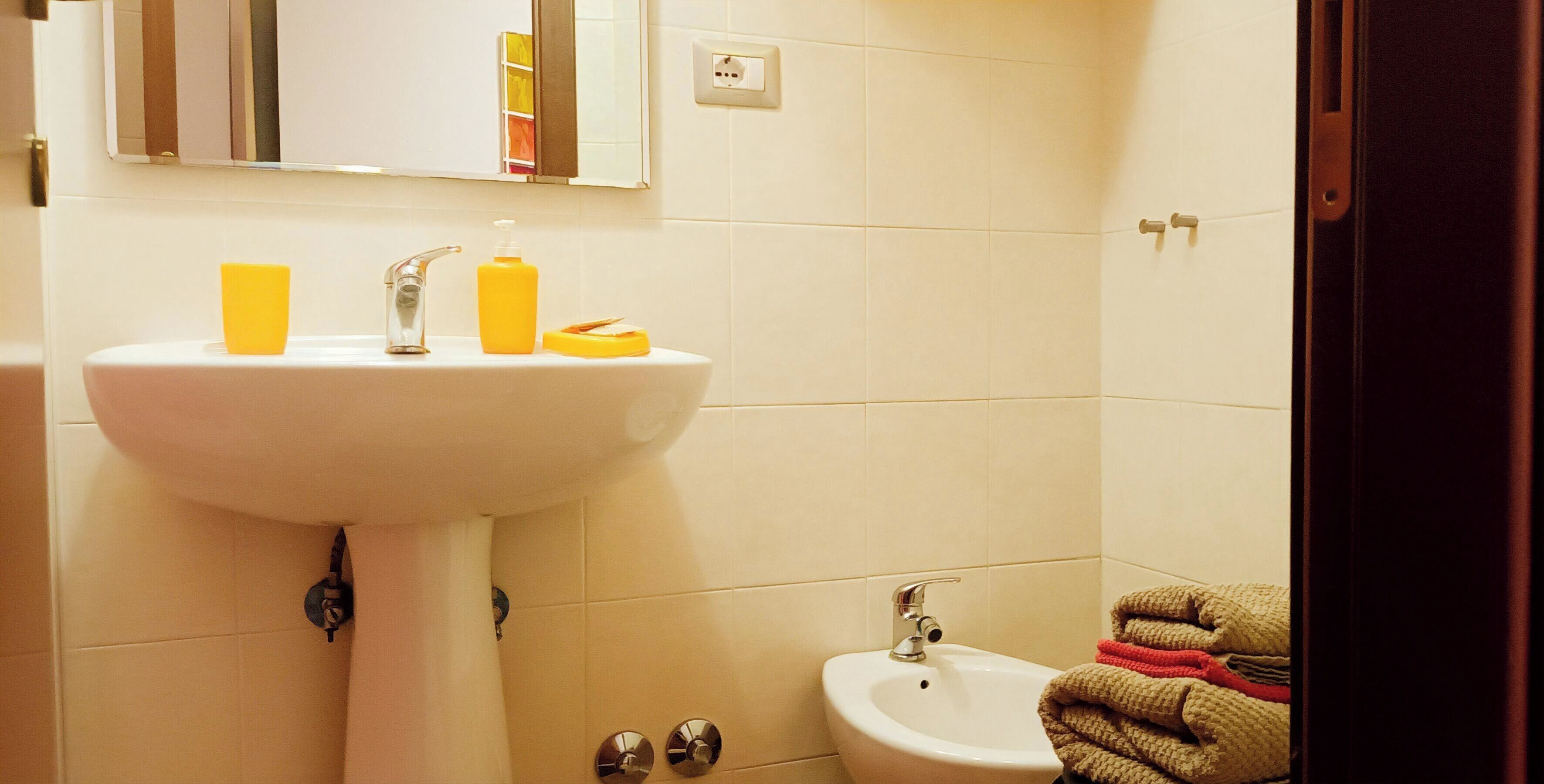 Dusche, umweltfreundliche Kosmetikartikel, Haartrockner, Bidet