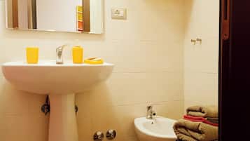 Dusche, umweltfreundliche Kosmetikartikel, Haartrockner, Bidet