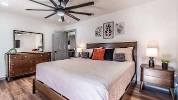 2 bedrooms, individually decorated, individually furnished, bed sheets