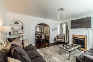 Condo, Multiple Beds, Fireplace, Garden View (1117 Ocean B) | Living area - Tranquil Terrace - Duplex #2 (Corpus Christi)