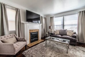 Condo, Multiple Beds, Fireplace, Garden View (1117 Ocean B) | Living area - Tranquil Terrace - Duplex #2 (Corpus Christi)