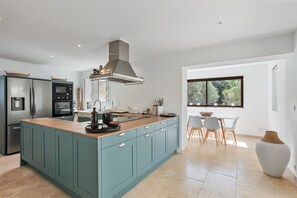 Fridge, microwave, electric kettle, toaster