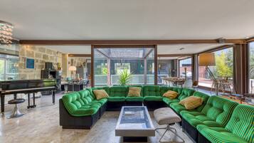 TV, fireplace