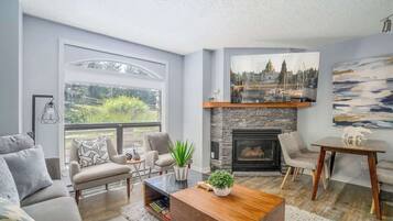 TV, fireplace, offices