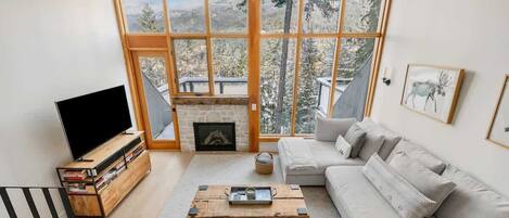 TV, fireplace, offices