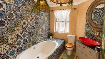 Deluxe Double Room, Patio, Pool View | Bathroom | Free toiletries, hair dryer, slippers, towels
