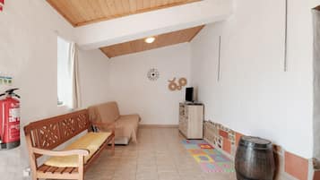Een televisie en een open haard
