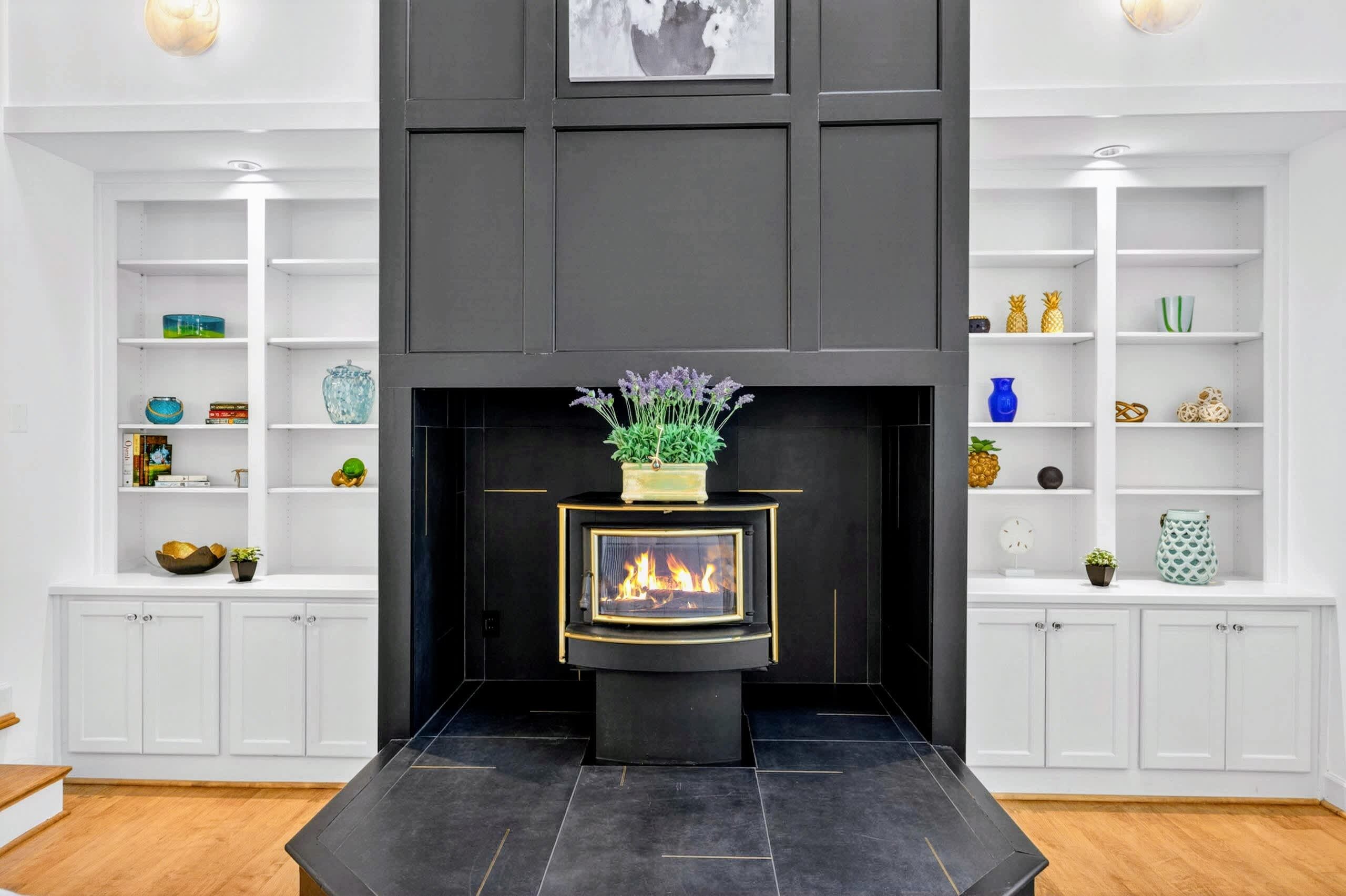 Great Room - Detailed view of the custom millwork and built-in cabinetry.