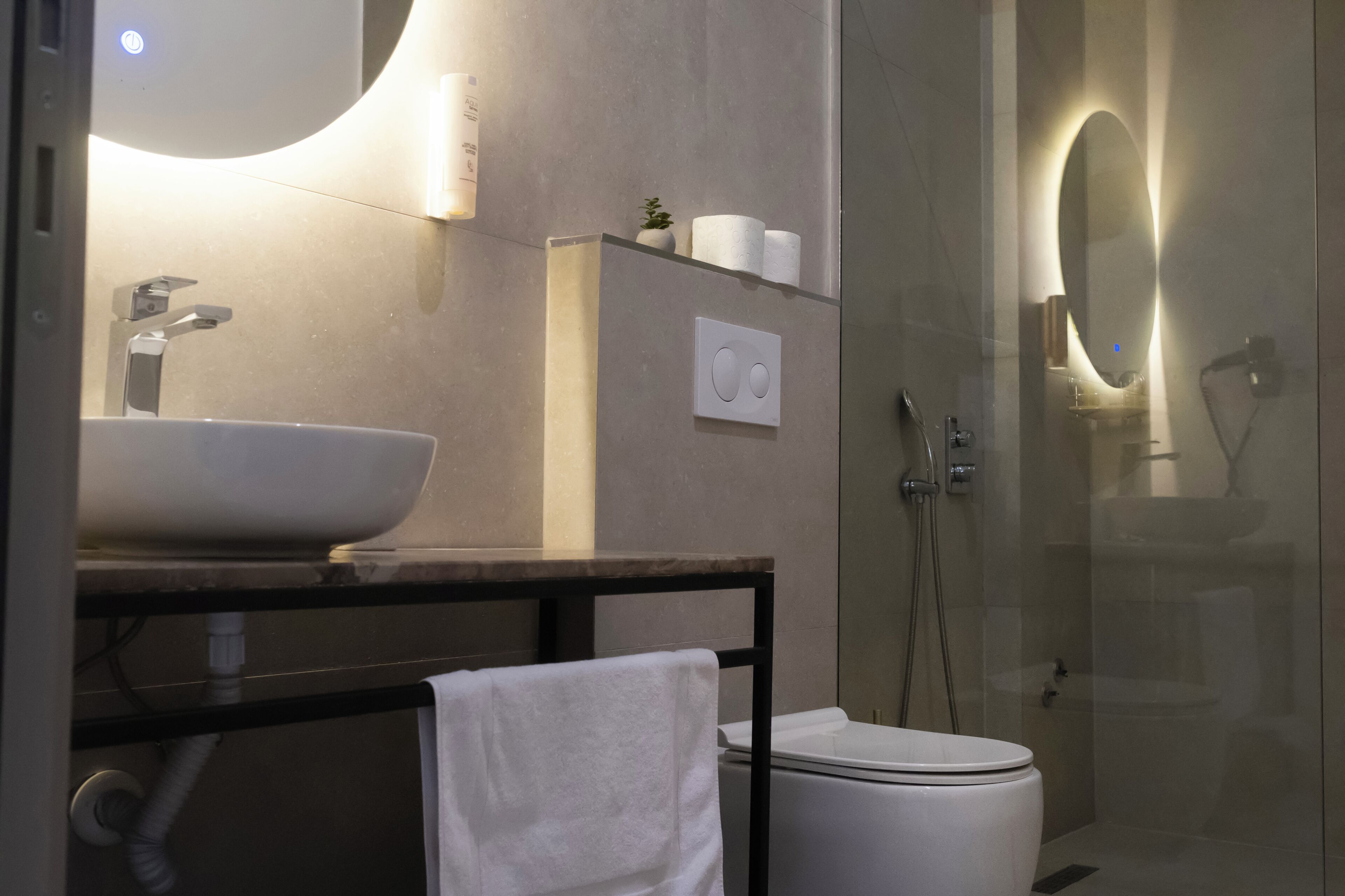 Standard Double Room | Bathroom | Shower, hair dryer, towels, soap