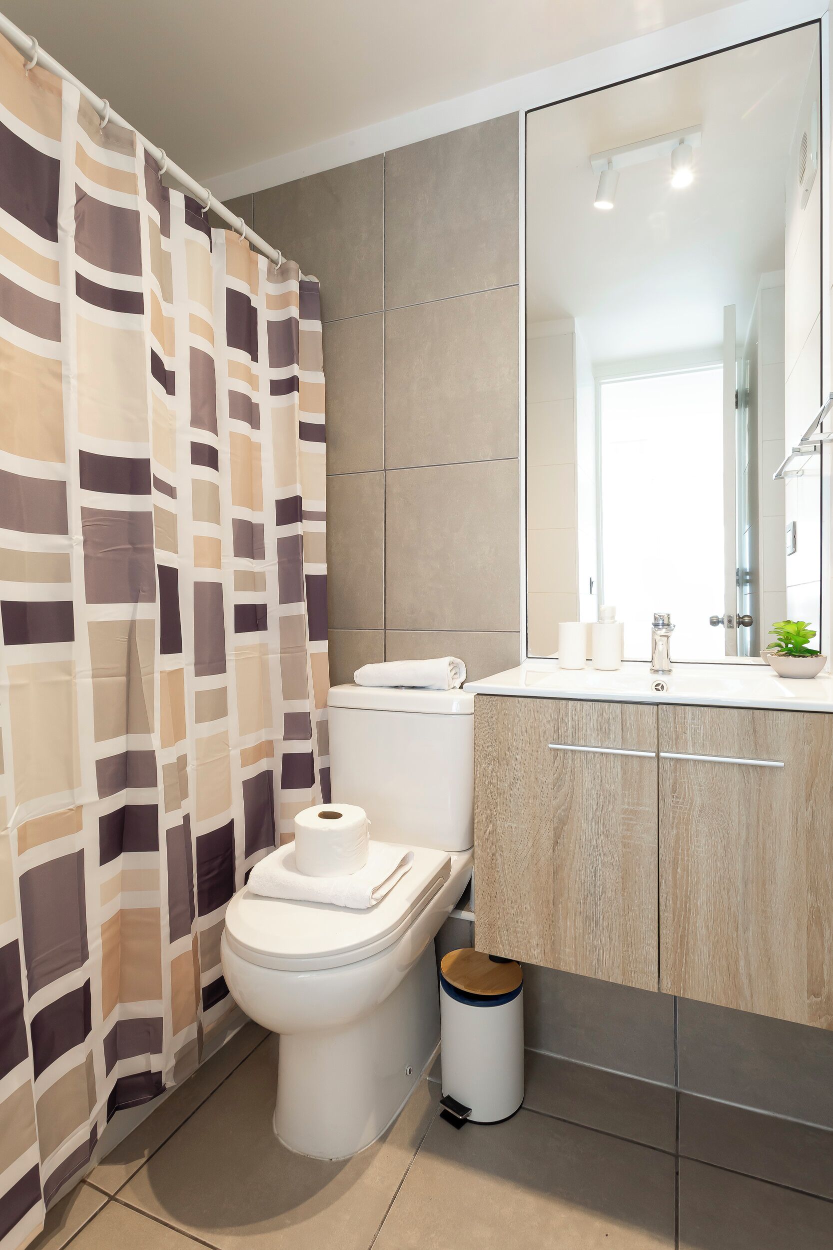 Departamento | Baño | Tina con regadera, secadora de cabello, toallas, papel de baño 