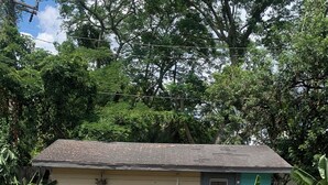 A house with a small garden, a pathway, and a fenced area. - Cozy 1-bedroom studio tiny home experience (Orlando)