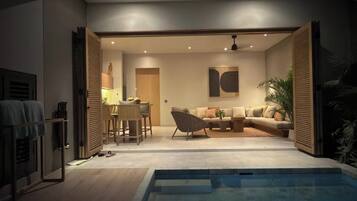 Bagian depan properti - sore/malam