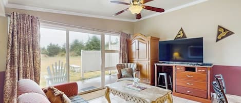 TV, fireplace, DVD player, table tennis