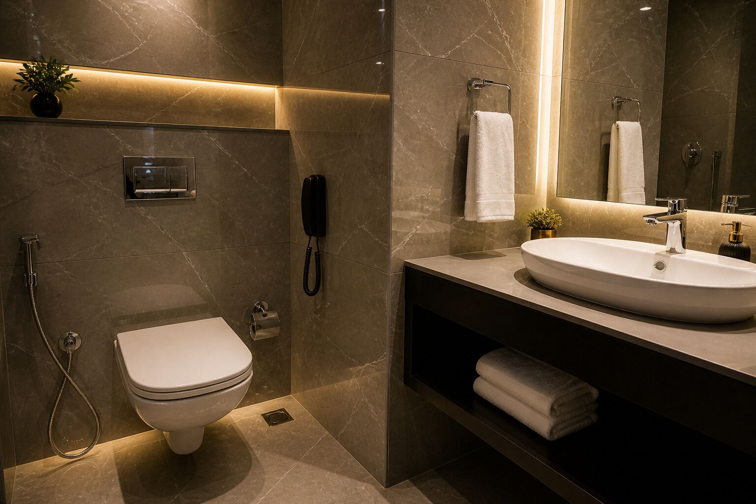 Suite, uitzicht op binnenplaats | Badkamer