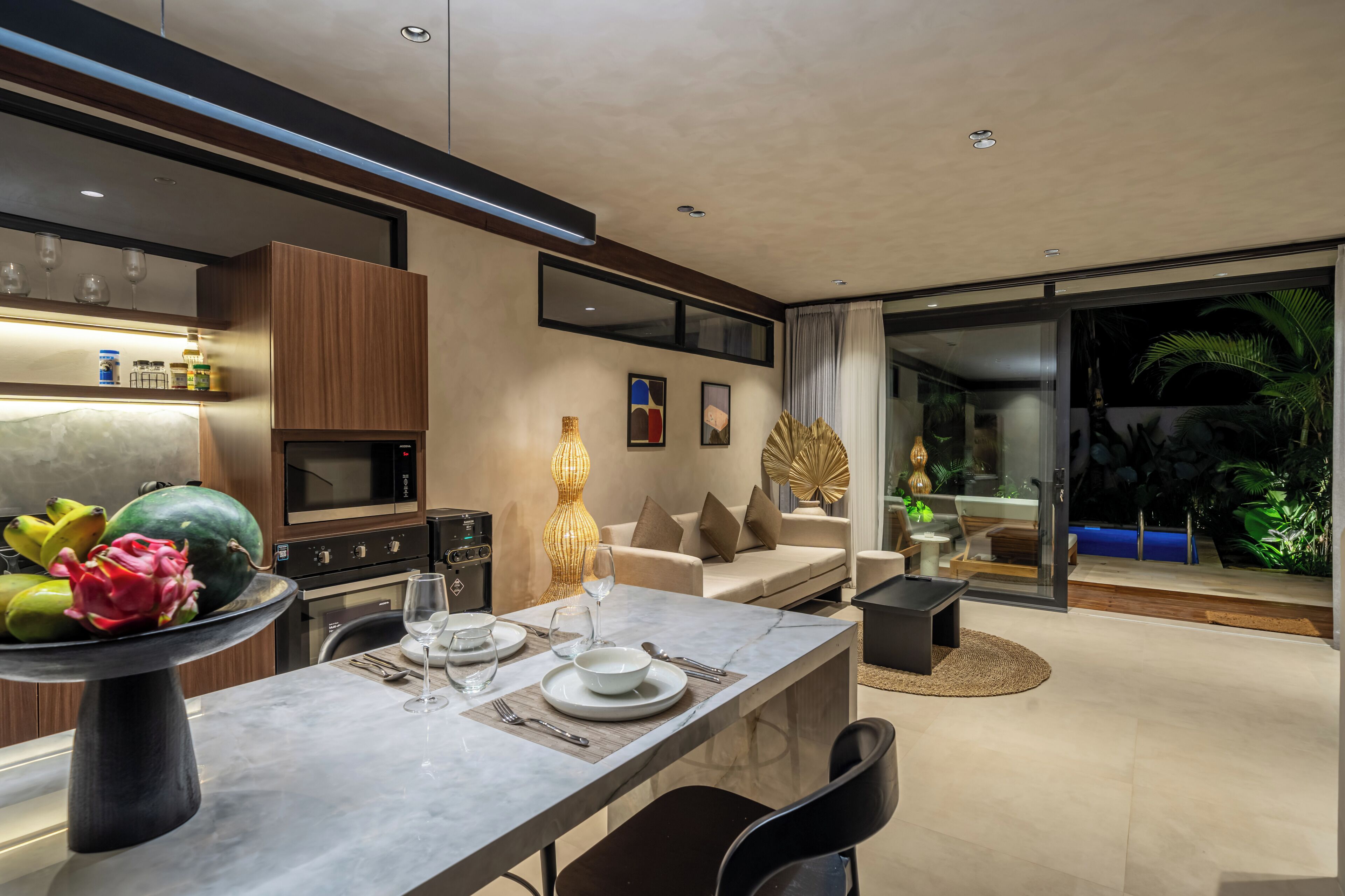 Deluxe Villa, Pool View | Private kitchen | Coffee/tea maker, electric kettle, toaster