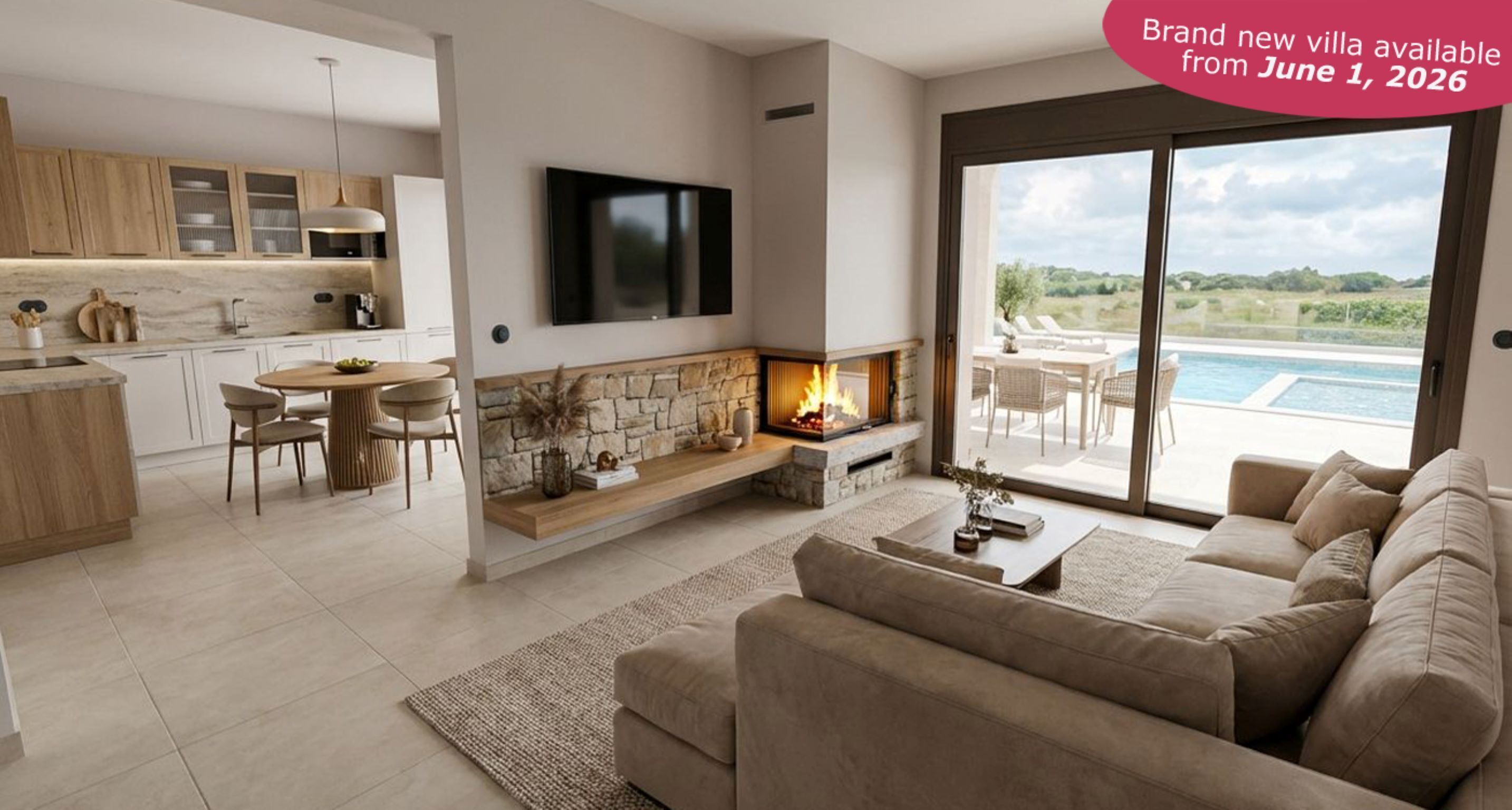 Smart TV y chimenea 
