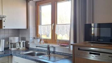 Kühlschrank, Mikrowelle, Herdplatte, Geschirrspüler