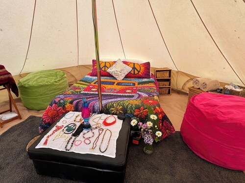 That ’70s Tent • Flower Power • Mt. Rainier & Salish Sea Views