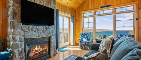 TV, fireplace, video games, books