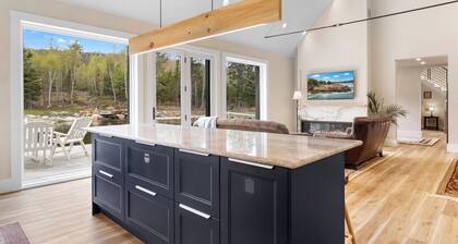 Enjoy tranquil pond views at The Pond House in Lincolnville, ME—2300 sq ft, 3 beds.