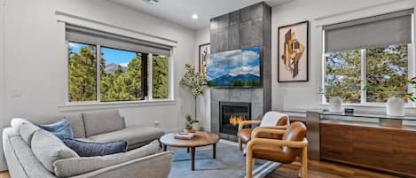 Smart TV, fireplace, foosball, offices