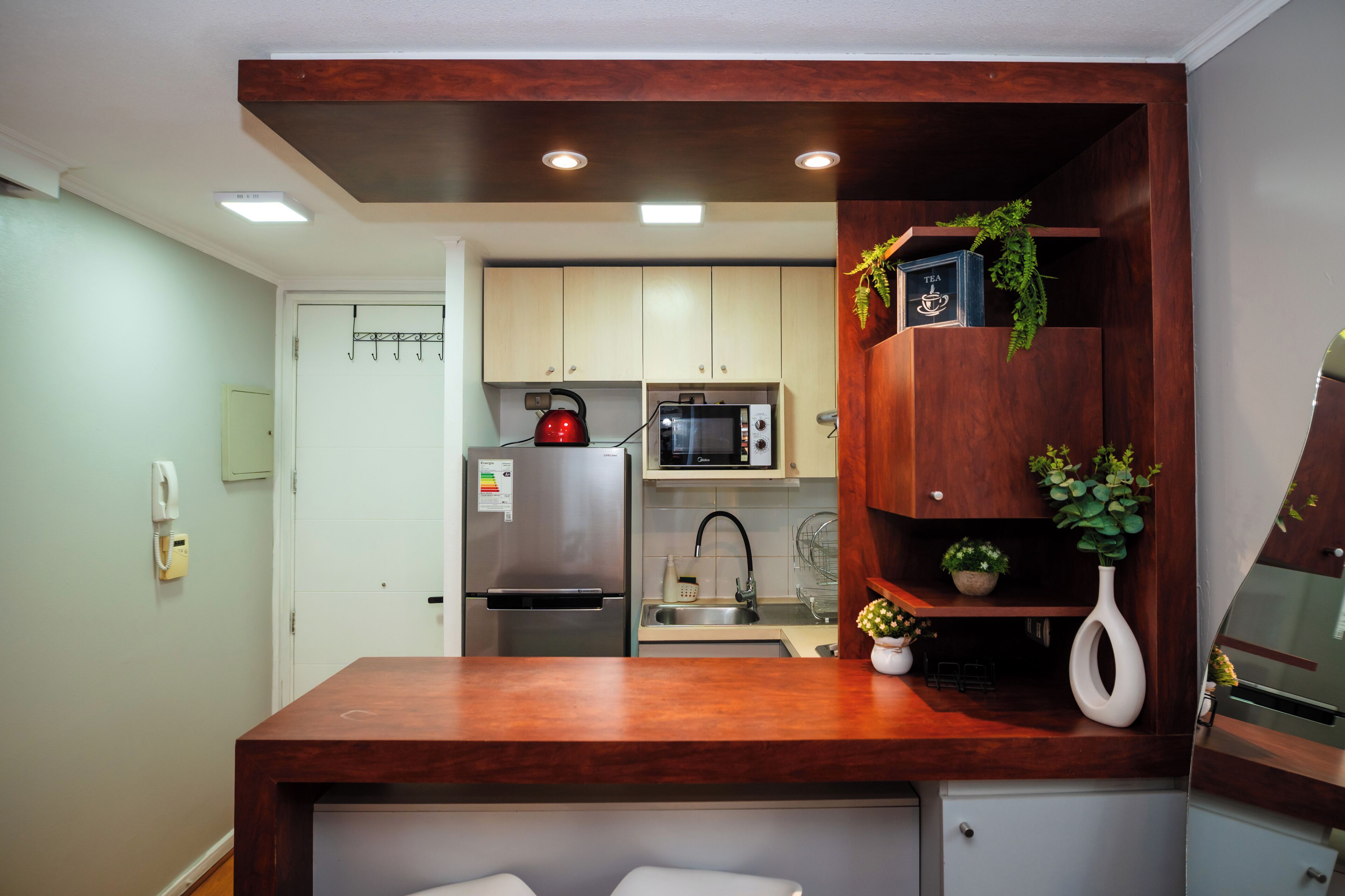 Apartment | Private kitchen | Full-sized fridge, microwave, oven, stovetop