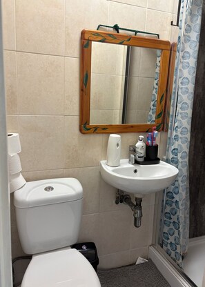 Sèche-cheveux, serviettes fournies, savon, papier toilette