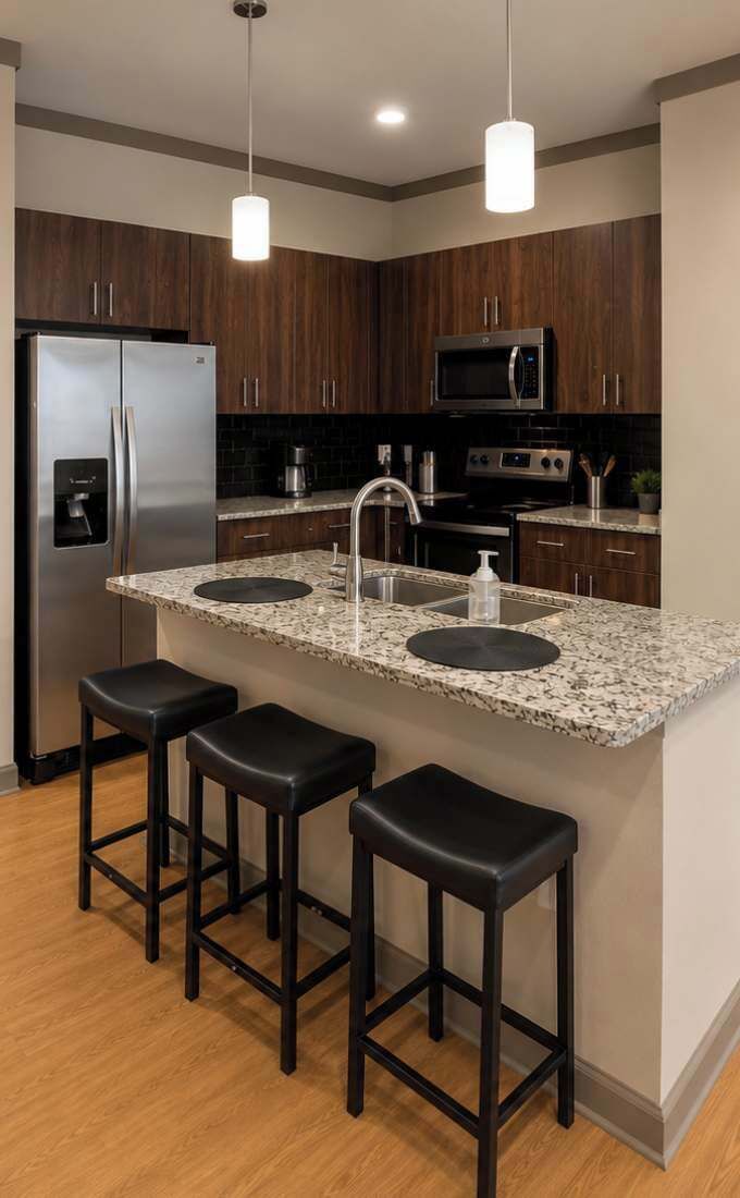 Geladeira, micro-ondas, fogão, cooktop