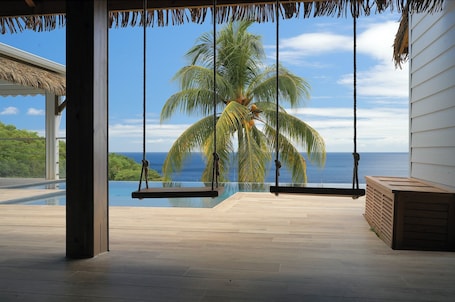 Outdoor pool. VILLA MANA - 6-bedrooms with AC, pool, jacuzzi, overlooking the Caribbean Sea