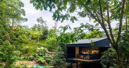 Treetop cabin with hot tub, pool & trails