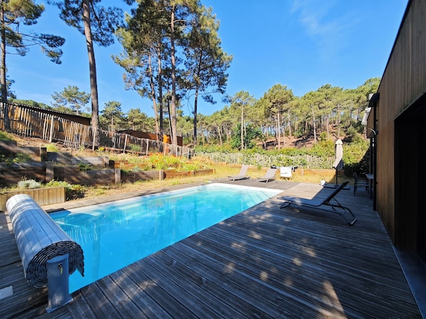 Piscine extérieure, piscine chauffée