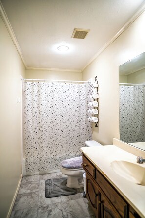 Hair dryer, bidet, towels, soap - Family-Friendly 4BR Gem: Games & Local Fun! (Carrollton)