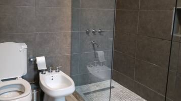 Ducha, secador de pelo, bidet, toallas