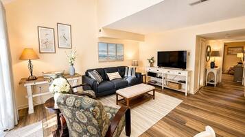 Smart TV, DVD player, books, stereo