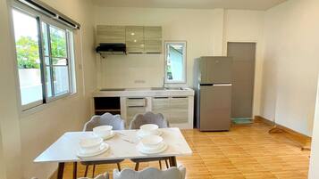 One Bedroom Private Garden | Private kitchenette | Fridge, microwave, electric kettle, cookware/dishes/utensils