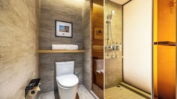 Basic Double Room, City View | Bathroom | Shower, hair dryer, slippers, towels