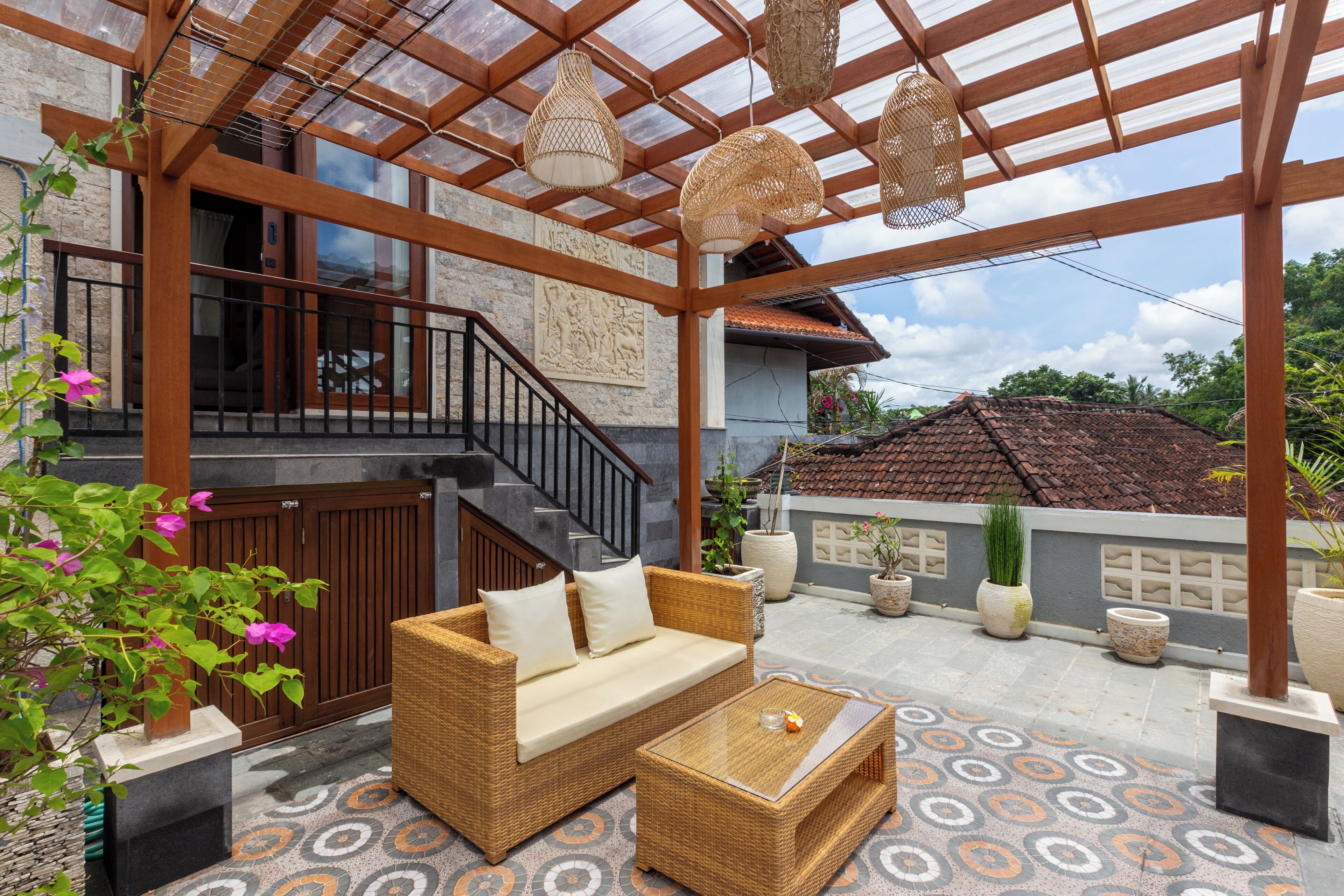 Villa Deluxe, 1 chambre, cuisinette, vue sur la piscine | Terrasse/patio