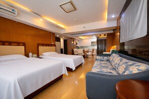 Comfort Suite, Multiple Beds, City View | Desk, blackout drapes, soundproofing, iron/ironing board