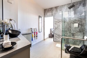 Shower, hair dryer, towels - Suite 9  Ocean Terrace Ocean View HOTEL VOS (Manuel Antonio)