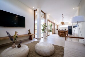 Villa, 3 Bedrooms, Private Pool, Pool View | Living area | 65-inch TV with digital channels - Villa Ume (Munggu)