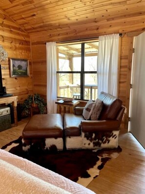 TV - Charming King-Size Cabin with Wi-Fi and Deck in Fredericksburg, Texas (Fredericksburg)