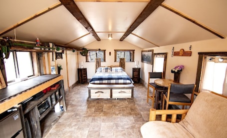 Living area. Adorable Glamping Cabin on a Wheat Farm for a Unique Getaway near Canyonlands National Park in Utah