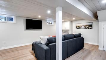 TV, fireplace