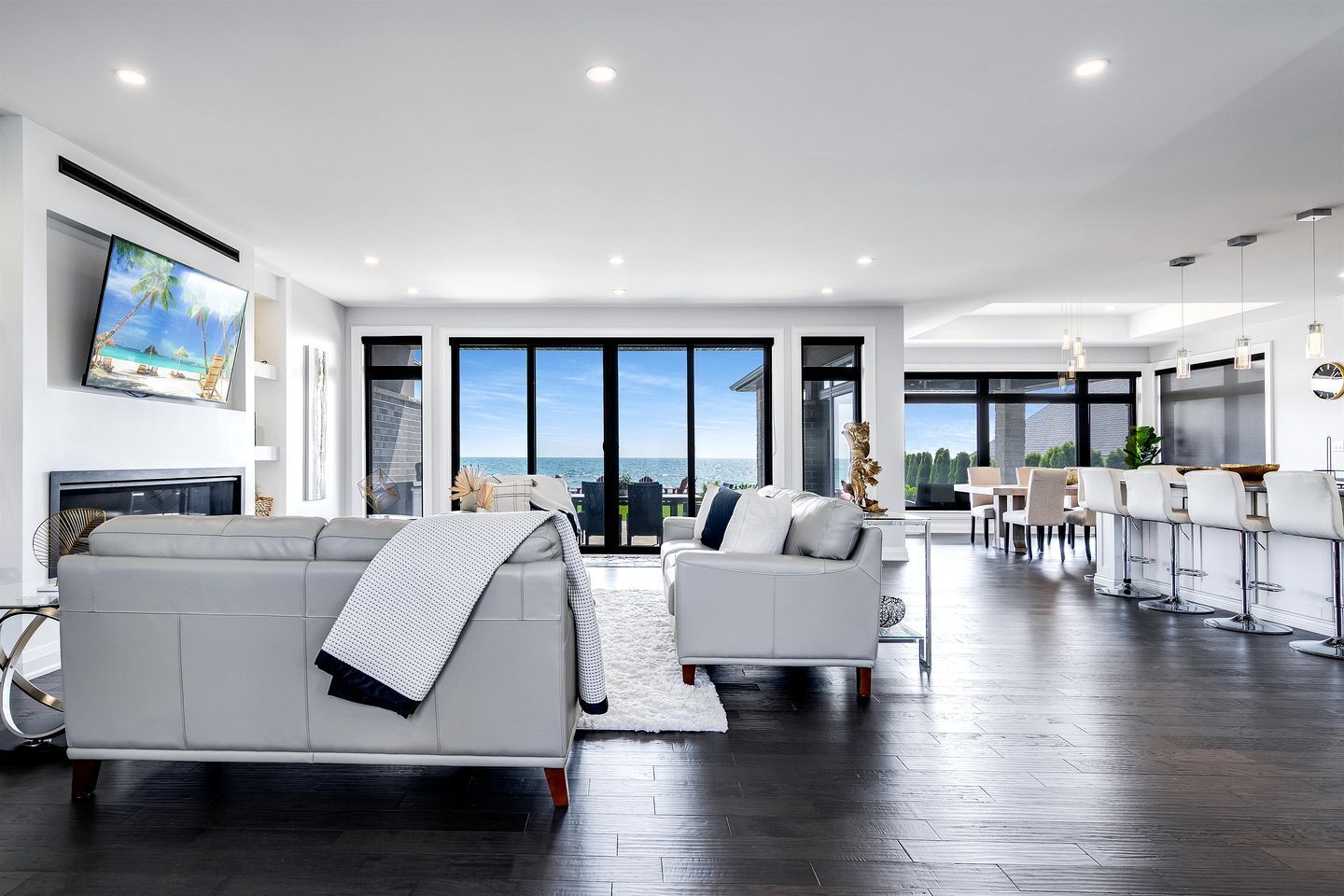 TV, fireplace
