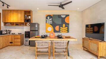 Family Villa, 2 Bedrooms, Private Pool | Private kitchen | Electric kettle, toaster, blender, spices