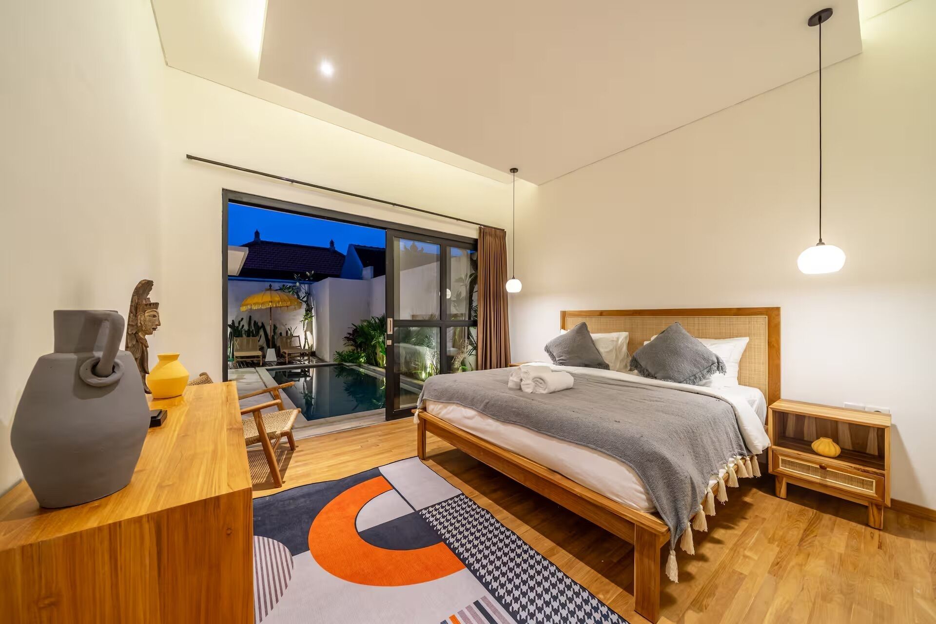 Familie villa, 2 slaapkamers, privézwembad | Lakens van Egyptisch katoen, luxe beddengoed, een kluis op de kamer