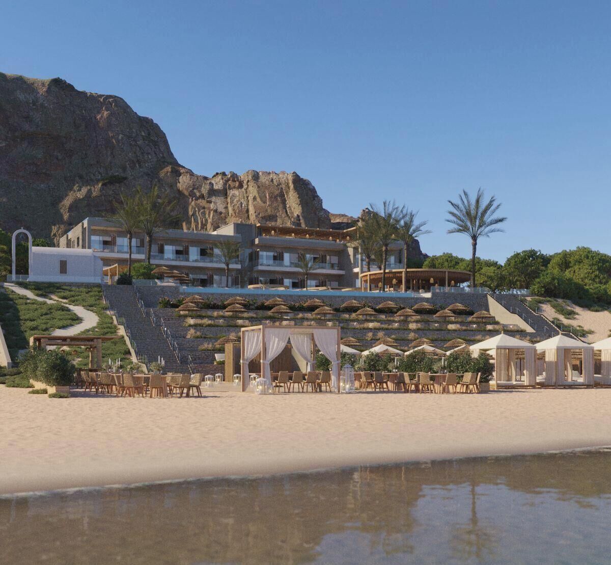 En la playa, camas de playa gratis, sillas reclinables de playa
