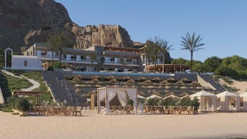 En la playa, camas de playa gratis, sillas reclinables de playa