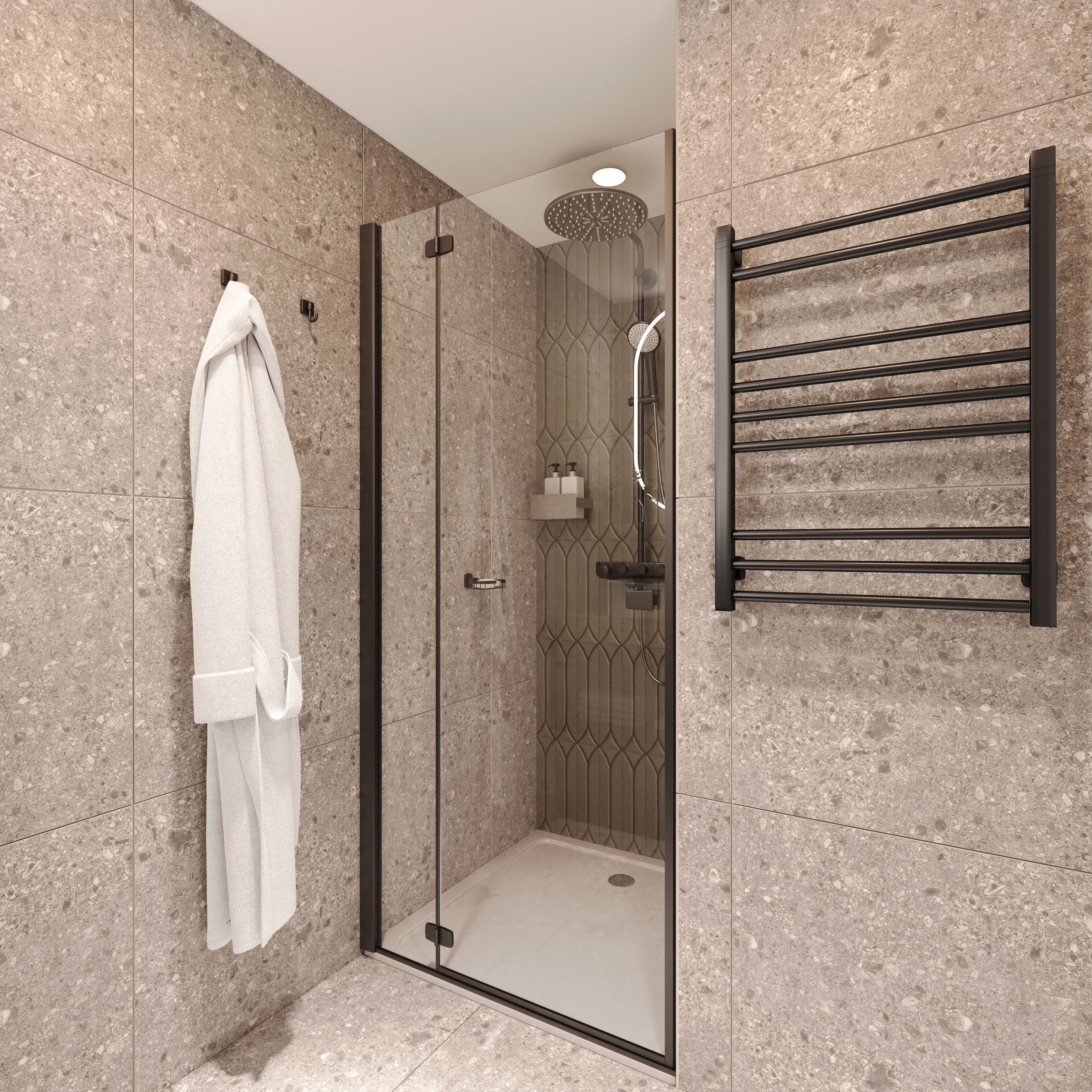 Dusche, kostenlose Toilettenartikel, Haartrockner, Handtücher
