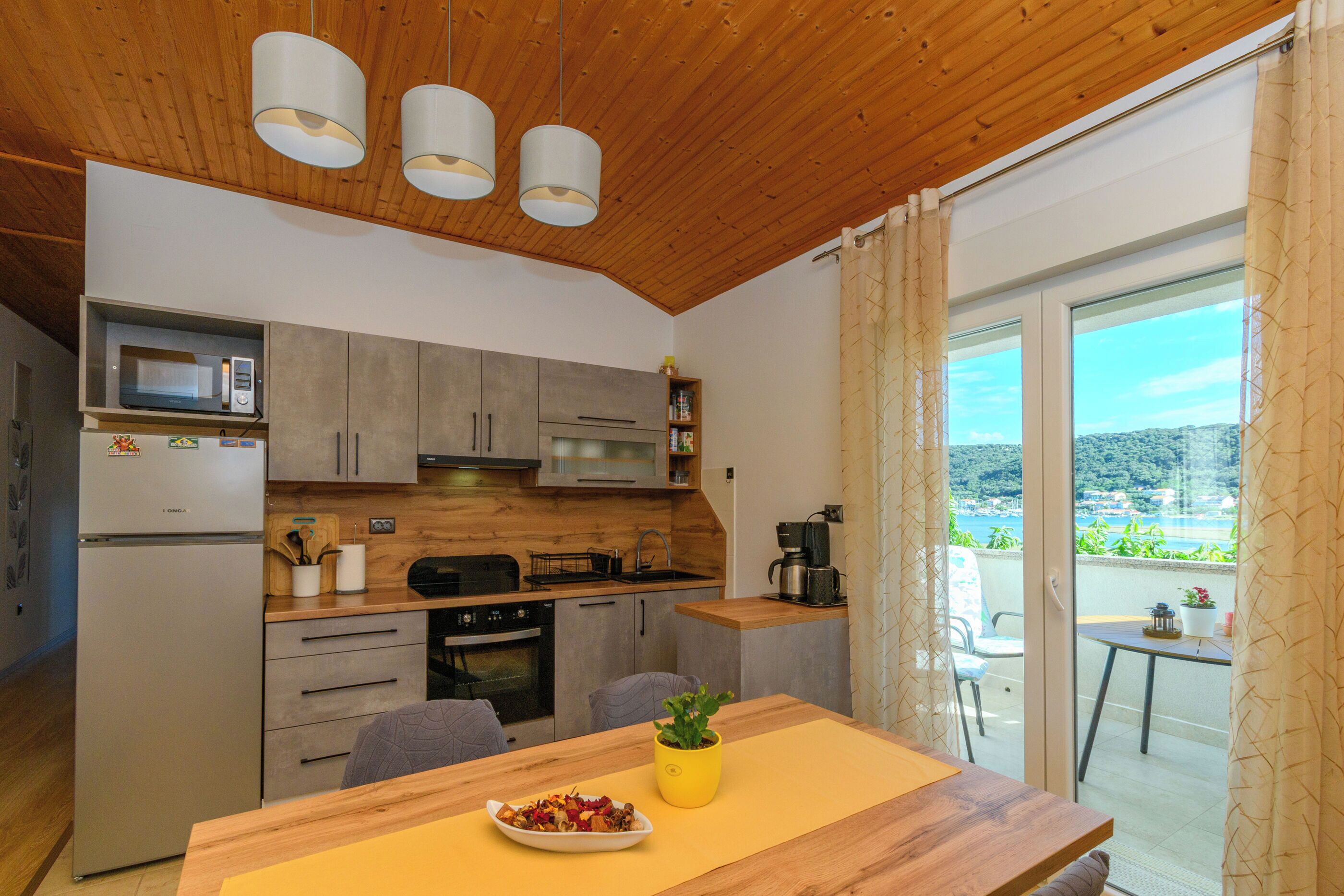 Apartment (A2) | Private kitchen | Espresso maker, fridge, microwave, oven